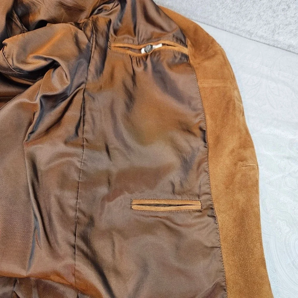 Marshall Field's Mens Brown Suede Leather Blazer Jacket 46R Vintage